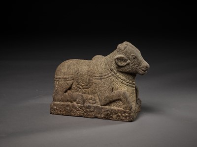 Lot 772 - A CHAM GRANITE SCULPTURE OF NANDI