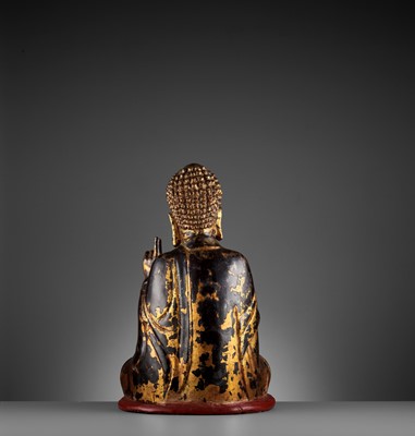 Lot 778 - A VIETNAMESE GILT-LACQUERED WOOD STATUE OF BUDDHA