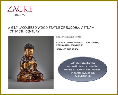 Lot 778 - A VIETNAMESE GILT-LACQUERED WOOD STATUE OF BUDDHA