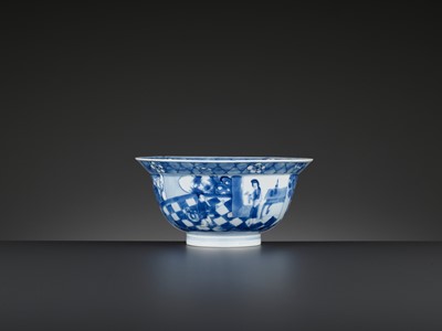 Lot 228 - A BLUE AND WHITE ‘KLAPMUTS’ BOWL, KANGXI MARK AND PERIOD