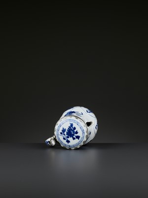 Lot 224 - A SILVER-MOUNTED BLUE AND WHITE JUG AND COVER, KANGXI PERIOD
