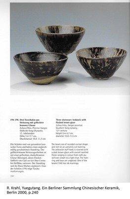Lot 606 - A SMALL 'OIL SPOT' BLACK-GLAZED CONICAL BOWL, SONG DYNASTY