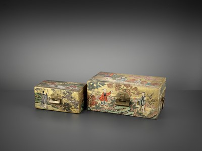 Lot 662 - A SET OF TWO ‘TREASURE’ BOXES AND COVERS WITH MATCHING LOCKS AND KEYS, LATE QING TO REPUBLIC