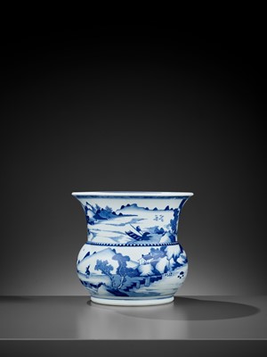 Lot 316 - A BLUE AND WHITE ‘LANDSCAPE’ ZHADOU, EARLY QING