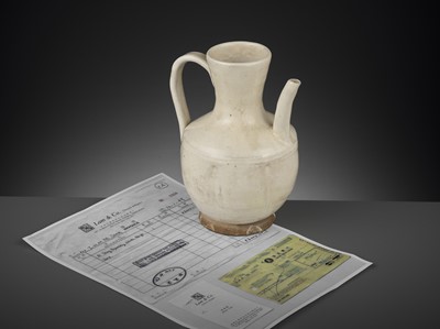 Lot 174 - A SLIP-COVERED LOBED EWER, LIAO TO SONG DYNASTY