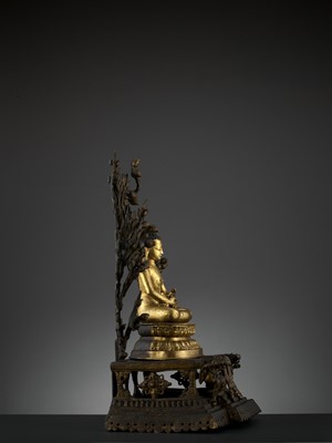 Lot 38 - A MONUMENTAL GILT BRONZE SHRINE DEPICTING SAMANTABHADRA AND CONSORT, 17TH – 18TH CENTURY