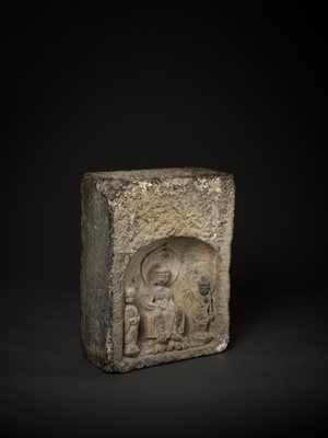 Lot 492 - A MONUMENTAL LIMESTONE BUDDHIST STELE, TANG DYNASTY