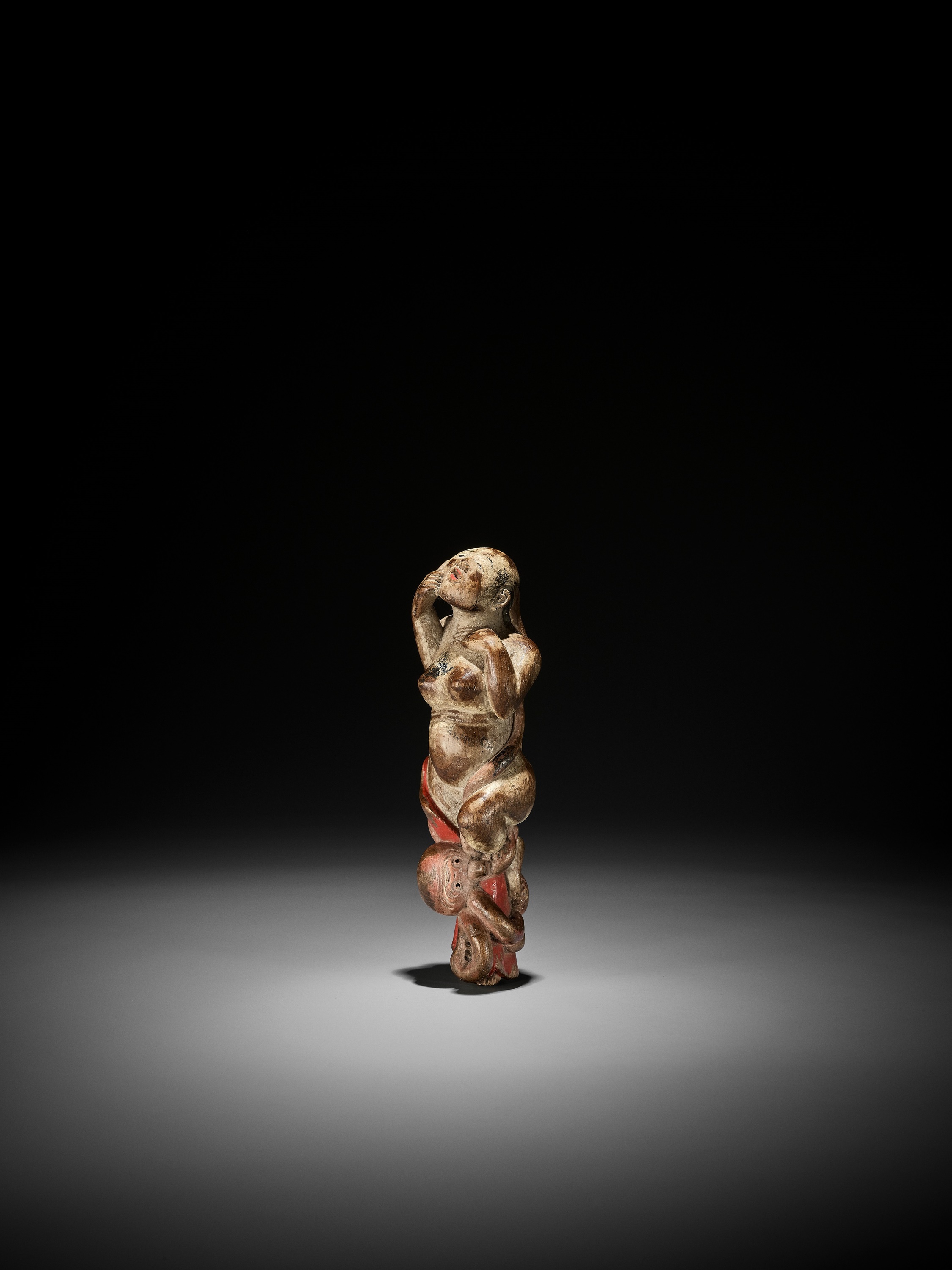 Lot 278 - A RARE AND LARGE SAISHIKI NETSUKE OF AN AMA