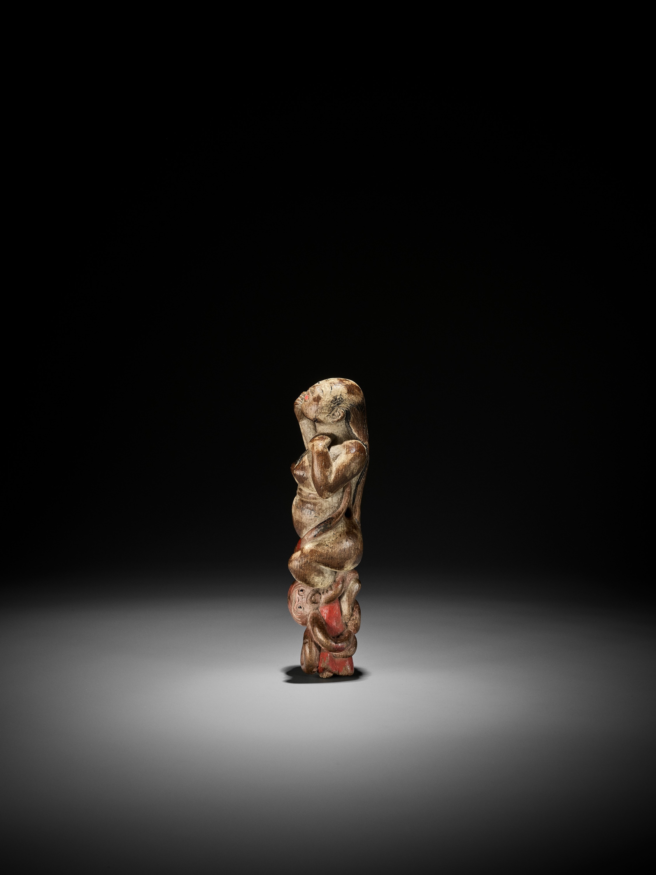 Lot 278 - A RARE AND LARGE SAISHIKI NETSUKE OF AN AMA