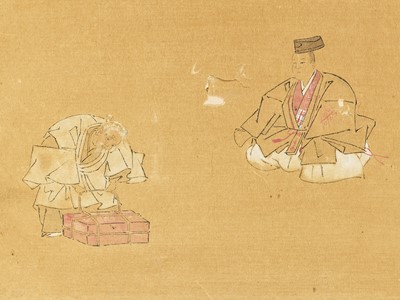 Lot 546 - A SMALL PAINTING OF TAOIST FIGURES, 19TH CENTURY