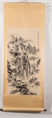 Lot 972 - CHINESE SCROLL PAINTING WITH LANDSCAPE, STYLE OF DONG SHOUPING - 20th CENTURY