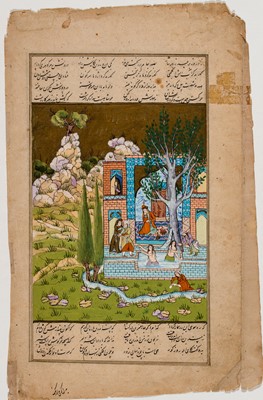 Lot 1224 - TWO INDO-PERSIAN MINIATURE PAINTINGS WITH CALLIGRAPHY - 19th CENTURY