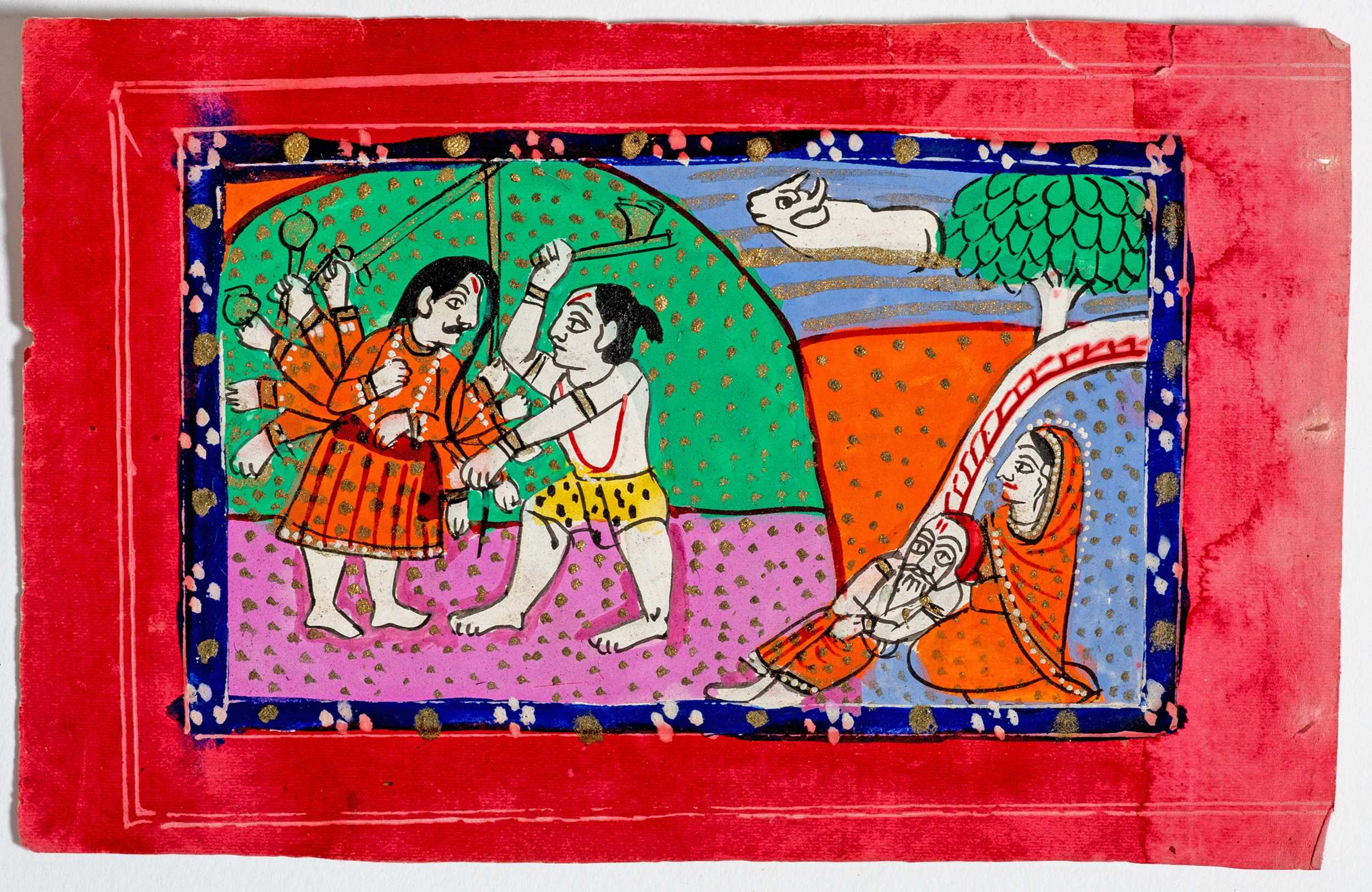 AN INDIAN MINIATURE PAINTING OF RAMA WITH AXE