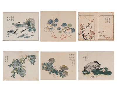 Lot 1102 - SIX CHINESE COLOR WOODBLOCK PRINTS, 18th CENTURY