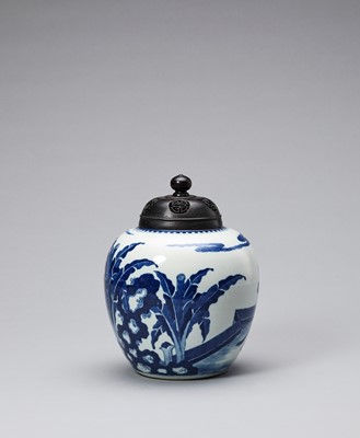 Lot 384 - A BLUE AND WHITE GINGER JAR, QING