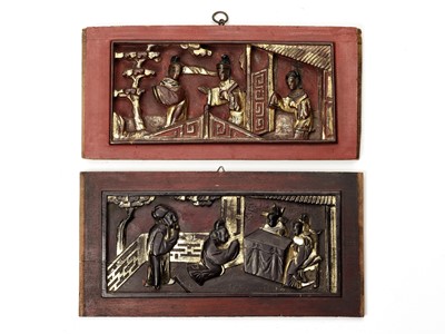 Lot 870 - LOT WITH TWO CARVED CHINESE RELIEFS, QING DYNASTY