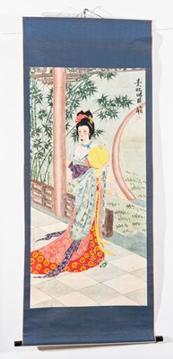 Lot 969 - A CHINESE ‘COURT LADY WITH FAN’ SCROLL PAINTING, REPUBLIC PERIOD