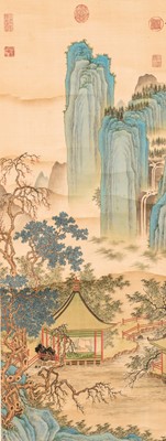 Lot 970 - A CHINESE ‘PAVILLION IN MOUNTAIN LANDSCAPE’ SCROLL PAINTING, REPUBLIC PERIOD