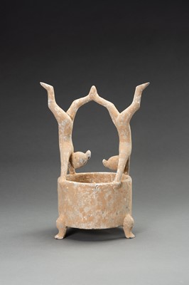 Lot 680 - A POTTERY VESSEL WITH ACROBATS, HAN DYNASTY