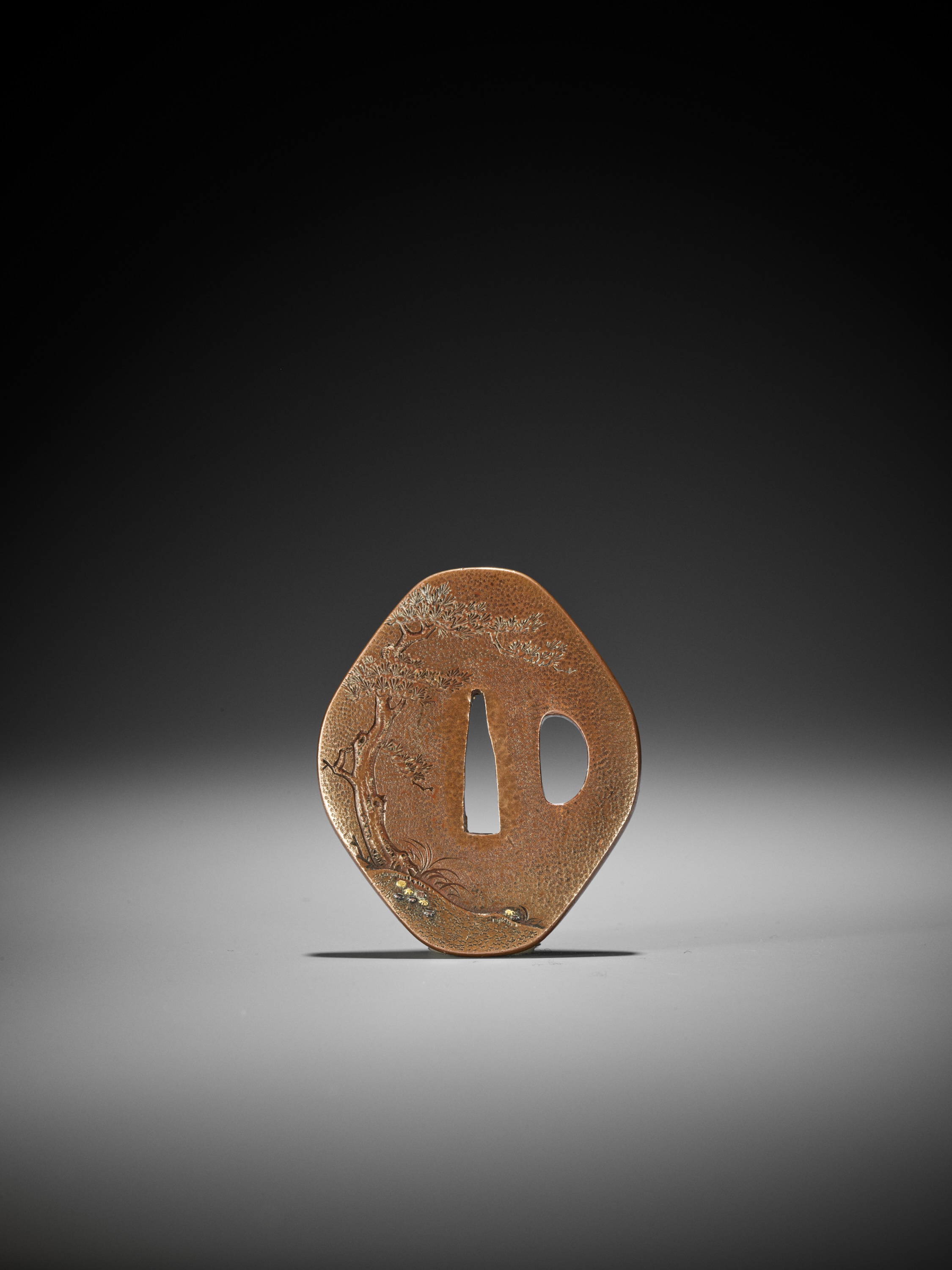 Lot 29 - MASAYOSHI: A FINE COPPER TSUBA WITH SPARROWS