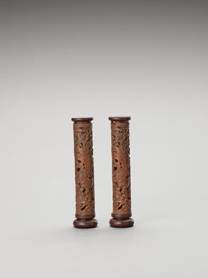 Lot 853 - A PAIR OF CARVED WOOD PARFUMIERS, 20TH CENTURY