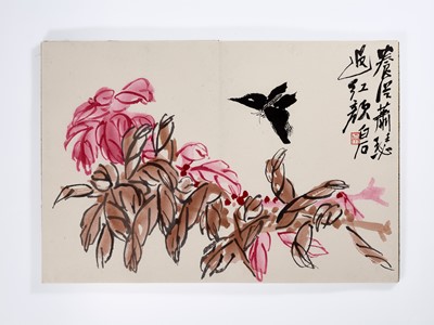 Lot 1087 - AN ALBUM WITH 12 WOODBLOCK PRINTS BY QI BAISHI (1864-1957)