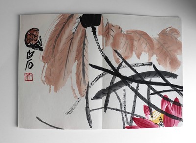 Lot 1087 - AN ALBUM WITH 12 WOODBLOCK PRINTS BY QI BAISHI (1864-1957)
