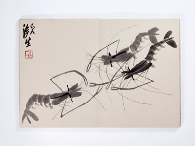 Lot 1087 - AN ALBUM WITH 12 WOODBLOCK PRINTS BY QI BAISHI (1864-1957)