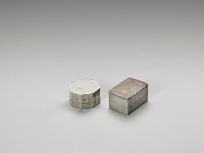 TWO SILVER INK STONE BOXES, LATE QING TO REPUBLIC