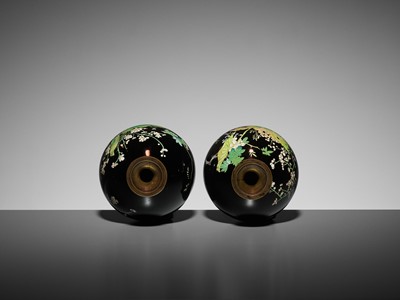Lot 58 - A PAIR OF SMALL CLOISONNÉ VASES