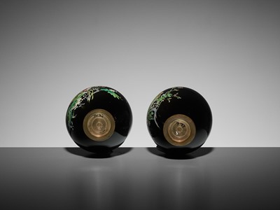 Lot 58 - A PAIR OF SMALL CLOISONNÉ VASES