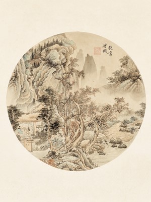 Lot 1088 - ‘MOUNTAIN LANDSCAPE’ AND CALLIGRAPHY BY PU TONG (1877-1952)