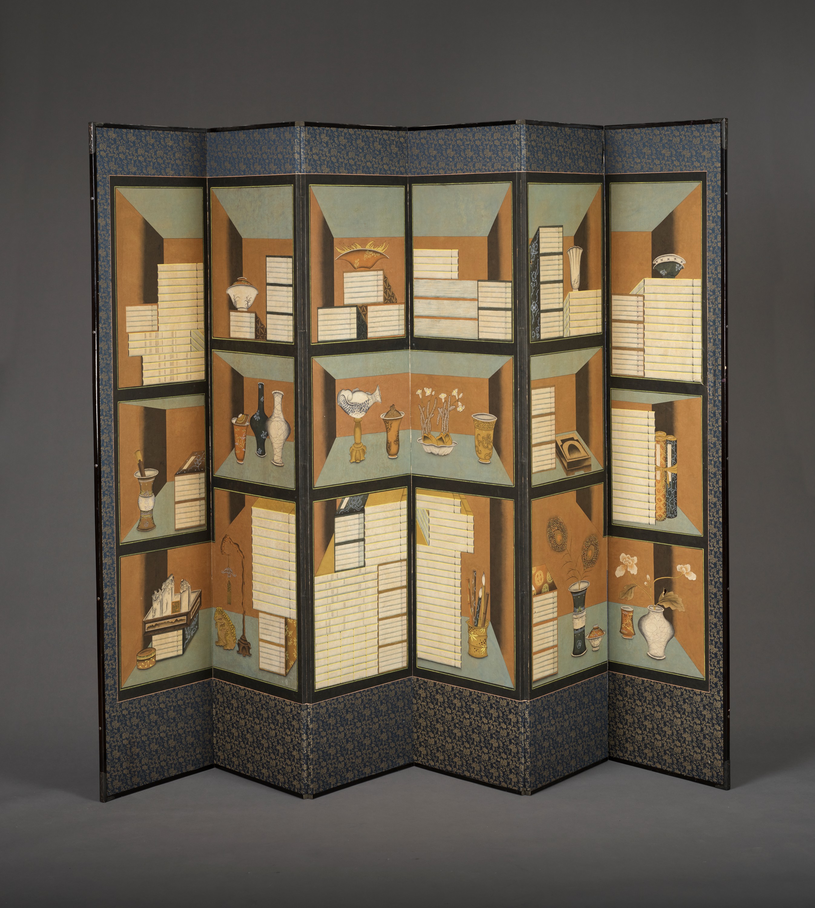 Lot 659 - A ‘CHAEKGORI’ SIX-PANEL SCREEN, JOSEON