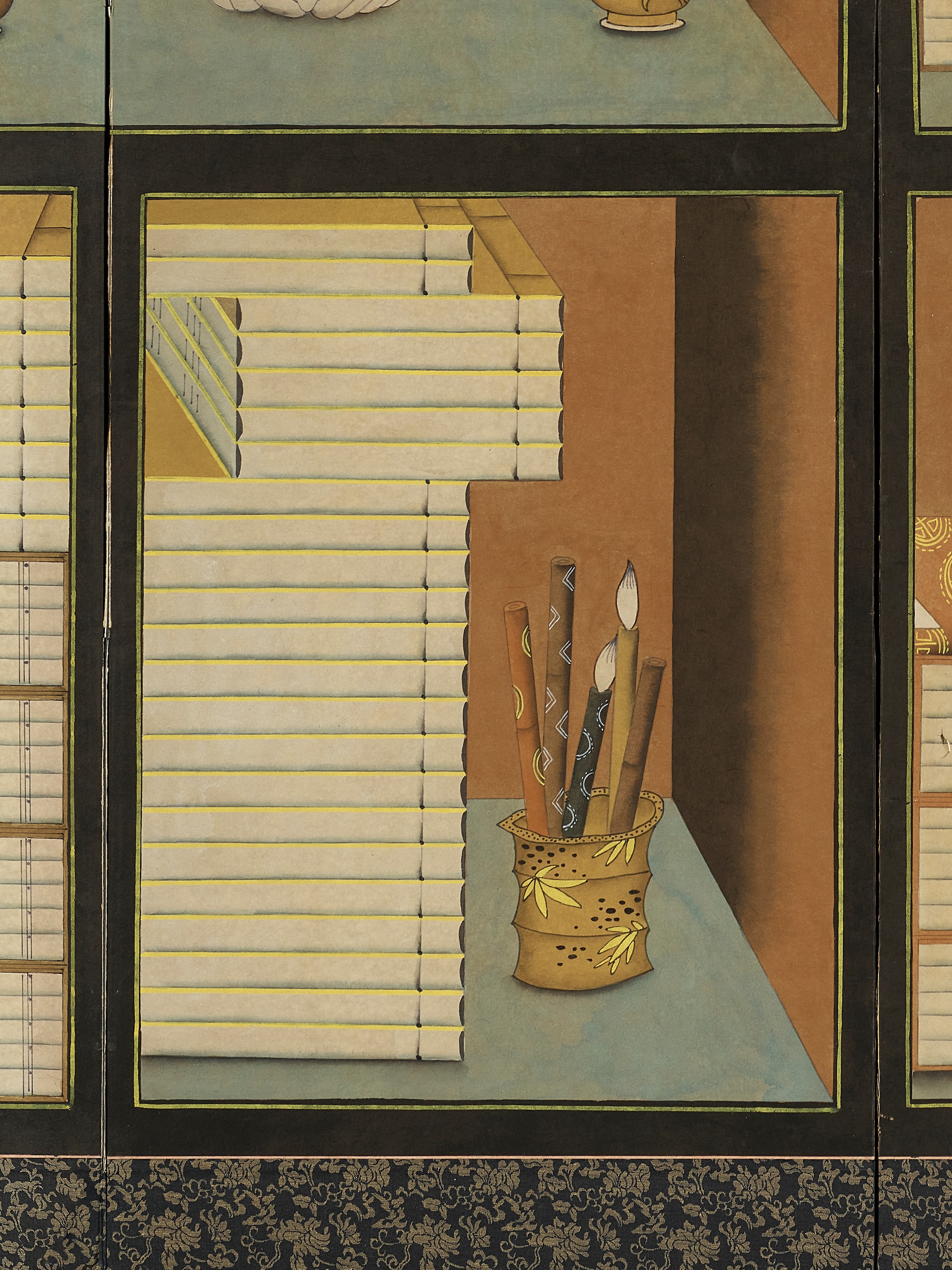 Lot 659 - A ‘CHAEKGORI’ SIX-PANEL SCREEN, JOSEON