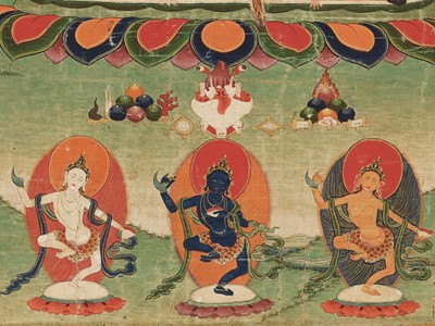 Lot 582 - A THANGKA OF GURU DRAGPO, 18TH-19TH CENTURY