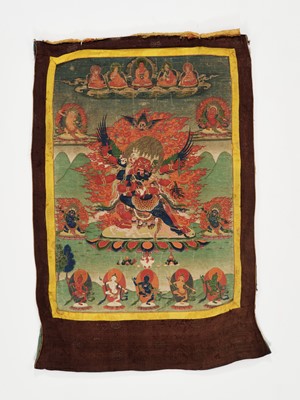 Lot 582 - A THANGKA OF GURU DRAGPO, 18TH-19TH CENTURY