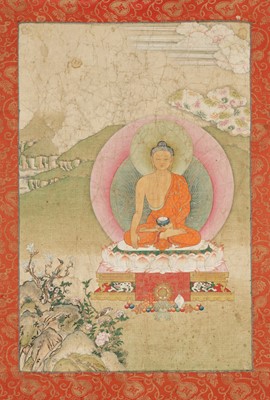 Lot 579 - A THANGKA OF BUDDHA SHAKYAMUNI, 18TH-19TH CENTURY