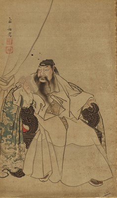 Lot 1086 - ‘GUAN YU READING THE SPRING AND AUTUMN ANNALS’, MING DYNASTY