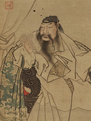Lot 1086 - ‘GUAN YU READING THE SPRING AND AUTUMN ANNALS’, MING DYNASTY