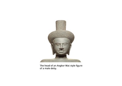 Lot 705 - AN IMPORTANT SANDSTONE HEAD OF SHIVA, ANGKOR WAT STYLE