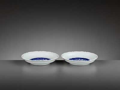 Lot 195 - A PAIR OF BLUE AND WHITE PORCELAIN ‘GRASSHOPPER’ DISHES, WANLI