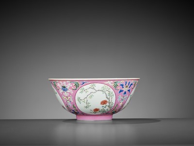 Lot 247 - A PINK GROUND FAMILLE ROSE ‘RABBIT’ SGRAFFIATO BOWL, DAOGUANG MARK AND PERIOD