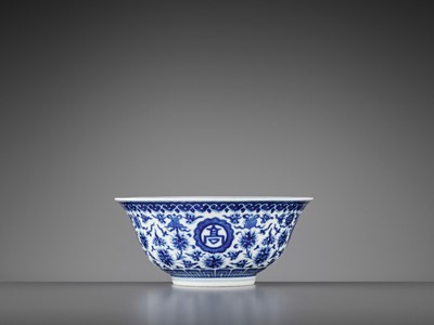 Lot 258 - A BLUE AND WHITE ‘FLORAL’ BOWL, DAOGUANG BING WU MARK AND OF THE PERIOD