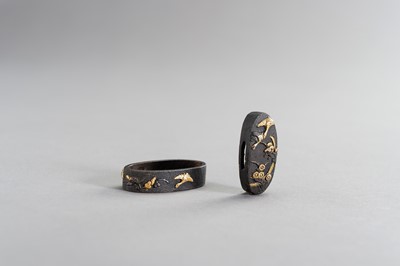 Lot 55 - A FINE FUCHI AND KASHIRA WITH GEESE AND MOON