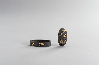 Lot 55 - A FINE FUCHI AND KASHIRA WITH GEESE AND MOON