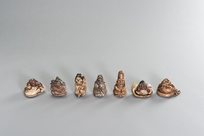 Lot 186 - A SET OF SEVEN LUCKY GODS IN WOODEN BOX