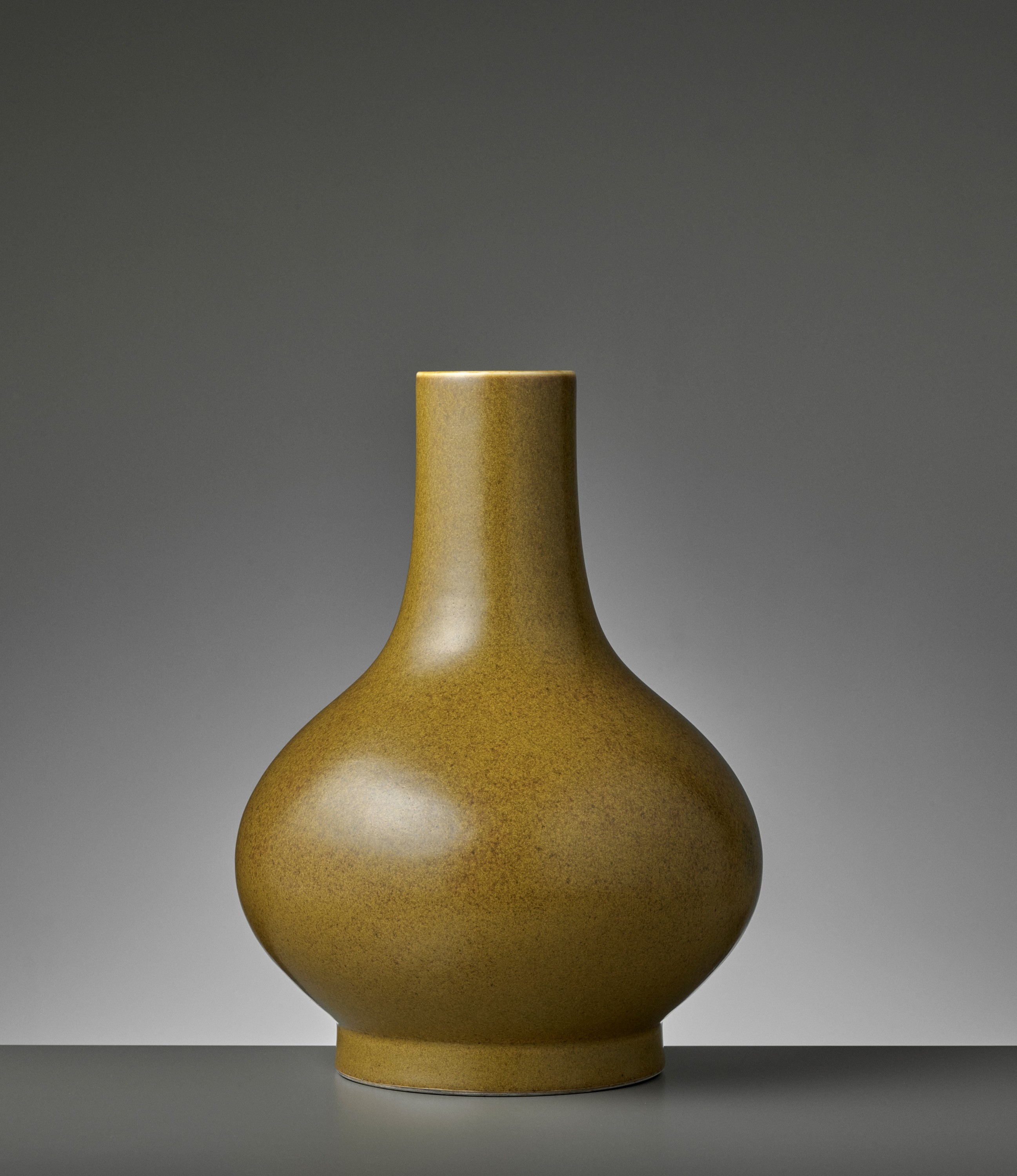 Lot 302 - A LARGE TEADUST-GLAZED BOTTLE VASE, GUANGXU