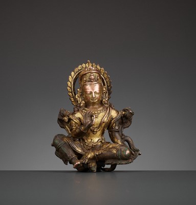 Lot 503 - A GILT COPPER FIGURE OF AVALOKITESHVARA PADMAPANI, MALLA PERIOD