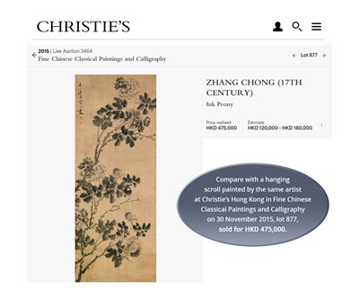 Lot 1071 - ‘PAIR OF DOVES’ BY ZHANG CHONG (c. 1628-1652)