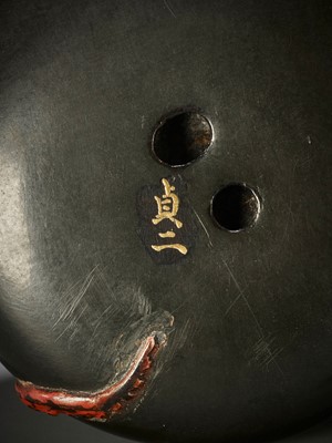 Lot 318 - TEIJI: A MASTERFUL LACQUERED AND CERAMIC-INLAID MANJU OF AN OCTOPUS IN A POT (TAKO TSUBO)